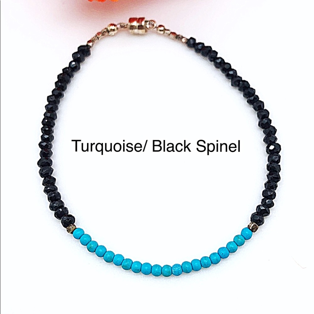 Turquoise & Black Spinel Magnet Sterling Bracelet